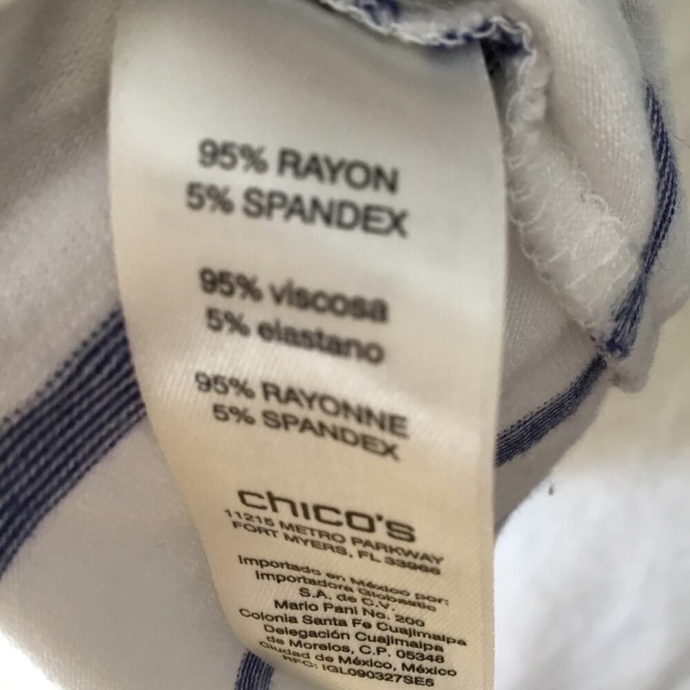 Chico's White and Blue Striped Crisscross Back Hi/Lo Tunic - Picture 7 of 16